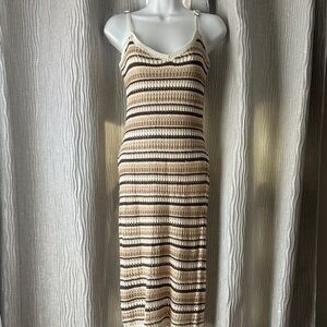Olive & Oak Cream and Brown Striped Midi Dress